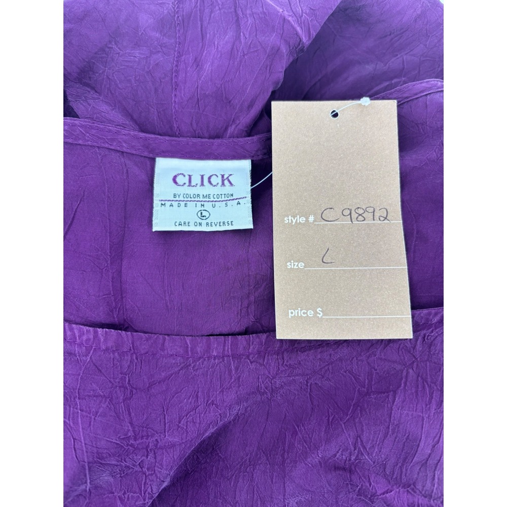 Click by Color Me Cotton Purple Crinkle Cupro Drape Dress Lagenlook Large NEW - Picture 6 of 8